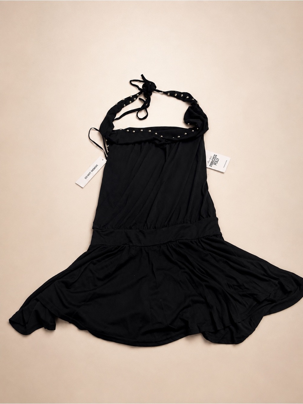 Black Halter Sundress with Stud Detail
